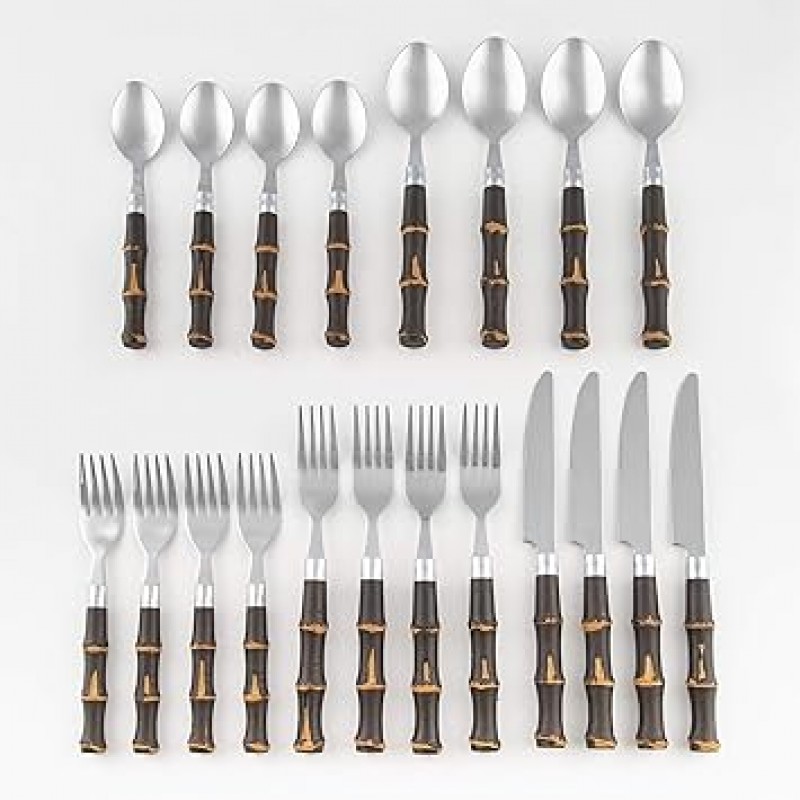 Cambridge 대나무 20 Piece 플라스틱 Flatware Set in 블랙