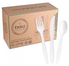 EKKO 퇴비화 가능한 식기 친환경 일회용 식기 380 대형 내구성이 강한 일회용 식기(7인치)