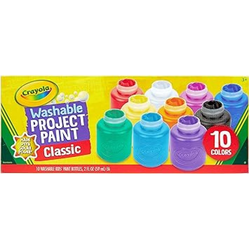 Crayola 541205 수채화 물감 병 페인트, 10색, 물로 쉽게 제거, 클래식