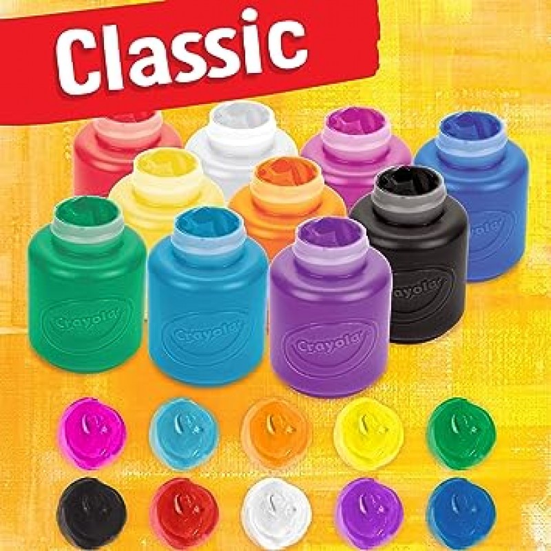Crayola 541205 수채화 물감 병 페인트, 10색, 물로 쉽게 제거, 클래식