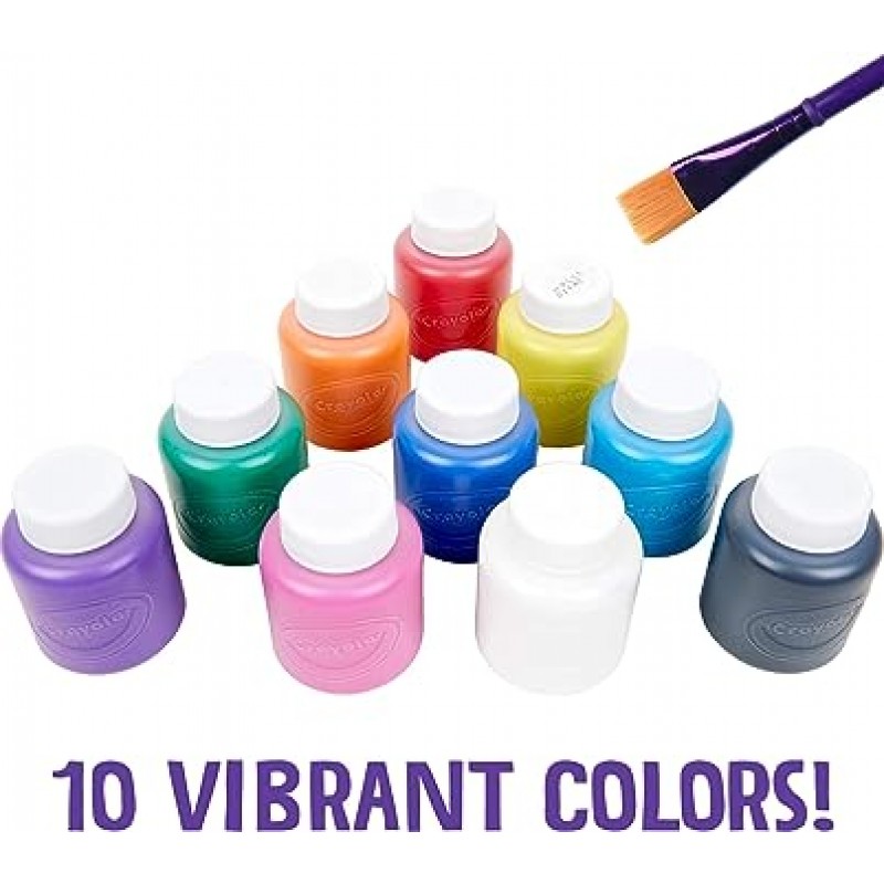 Crayola 541205 수채화 물감 병 페인트, 10색, 물로 쉽게 제거, 클래식