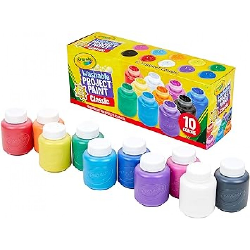 Crayola 541205 수채화 물감 병 페인트, 10색, 물로 쉽게 제거, 클래식