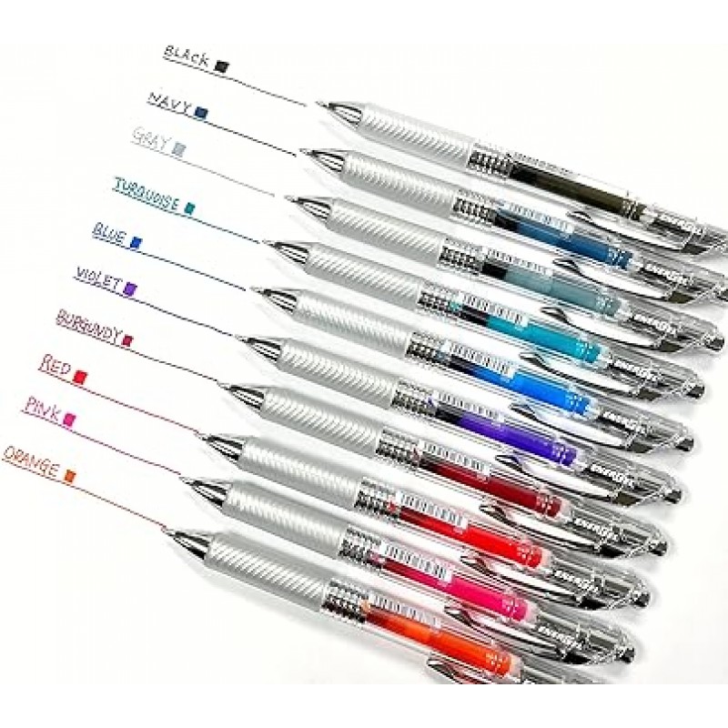 Pentel BL77TL-10 EnerGel 잉크 볼펜, 0.03인치(0.7mm), 10색