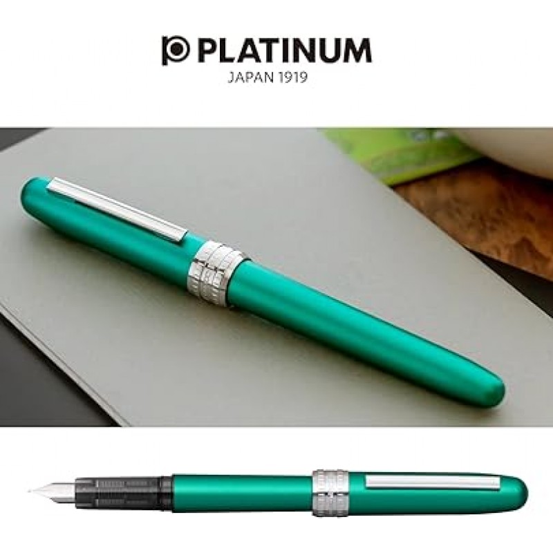 플래티넘 PGB-1500#45-3 Plaisir 만년필, 틸 그린, 미디엄 포인트