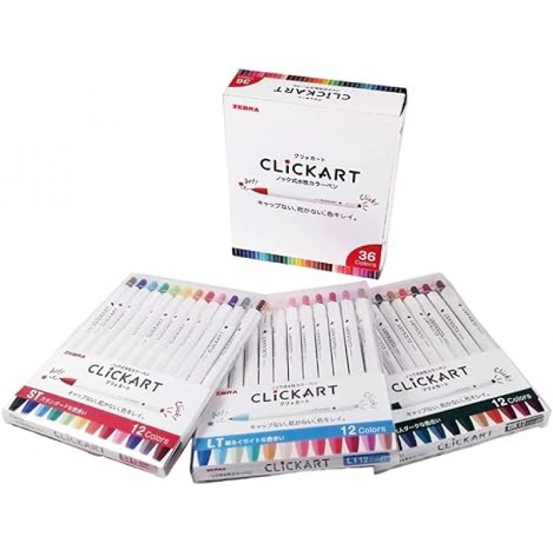 ZEBRA CLICKART WYSS22-36C 수성 펜, 36색 세트