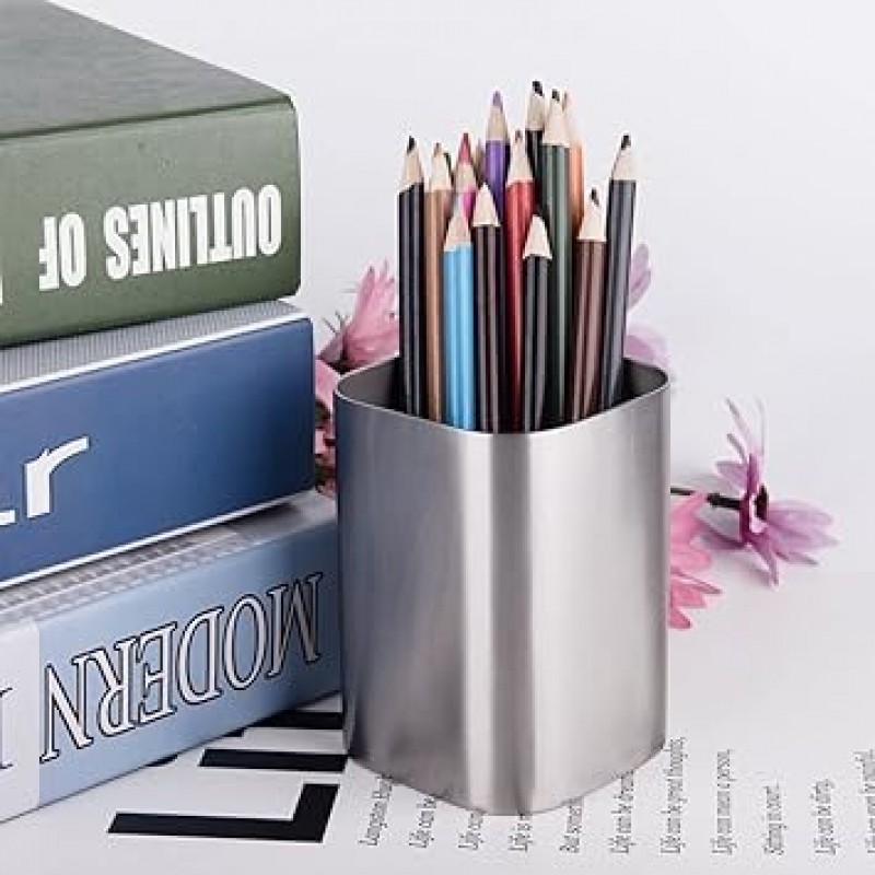 IMEEA®SUS 304 스테인리스 스틸 펜 홀더, 0.05인치(1.2mm), 데스크탑 용품, 사각 스테인리스 스틸 펜 홀더, 브러시드