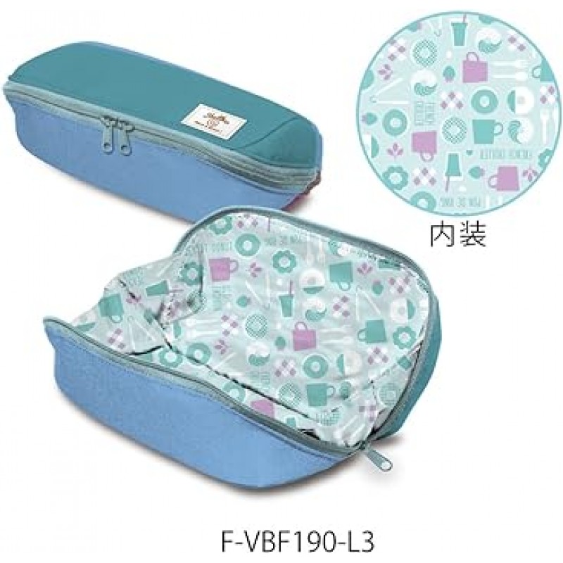 Kokuyo Sherbro F-VBF190-L3 펜 케이스, 필통, 대용량, 한정판, 미스터 도넛 패턴, 민트 x 블루