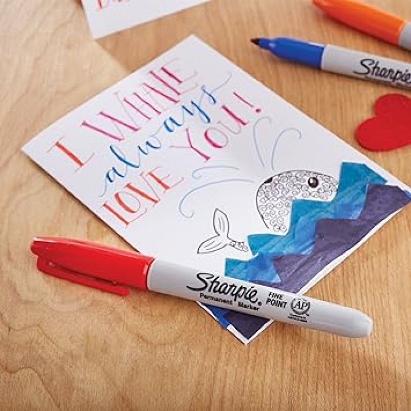 Sharpie Color Burst, Set of 24, Extra Fine Permanent Markers, Color Pen Set, Art, Illustration, Coloring Book, Drawing, Sketch, Decoration, School 입구, 준비, 카드, 이름 쓰기, 플라스틱 보드, Sharpie Sign Pen