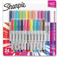 Sharpie Color Burst, Set of 24, Extra Fine Permanent Markers, Color Pen Set, Art, Illustration, Coloring Book, Drawing, Sketch, Decoration, School 입구, 준비, 카드, 이름 쓰기, 플라스틱 보드, Sharpie Sign Pen