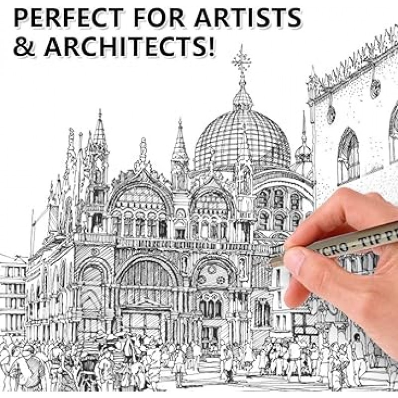 Shuttle Art 밀리펜 제도 펜 12색 18개 세트 수성 극세 선경 0.15~0.5mm 컬러 펜 일러스트 만화용 선화 펜 스케치 드로잉 만다라・탱글・패턴 아트 디자인워크 선물 수첩