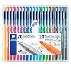 Staedtler Tri-Plus 수성 펜, 컬러 1.0mm 및 0.3mm 40피스 세트, SB40 34개