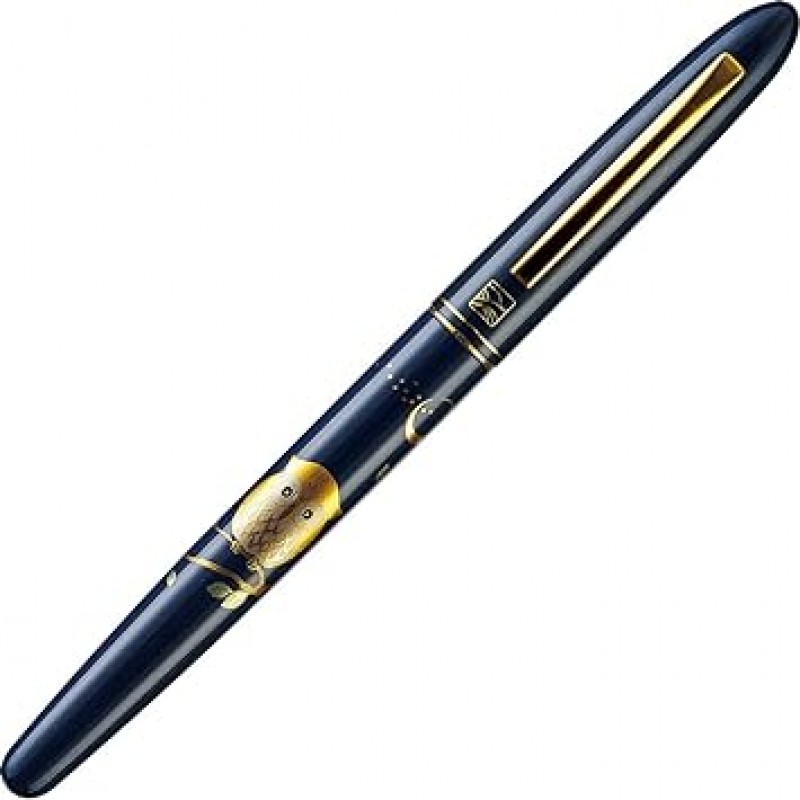 Kuretake ECC115-006 Brush Pen, Letter Pen, Maki-e Monogatari in Paulownia Box, Owl, Navy Shaft