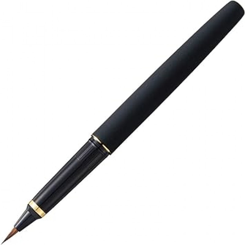 Kuretake DV140-40 브러시 펜, 만년필, Curetake 만년필, 진짜 머리, 가죽 스타일, 블랙 샤프트