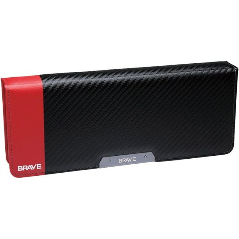 Sonic SK-5023-D 펜 케이스, 양면 필통, 플랫, 브레이브, 카본 톤, 블랙