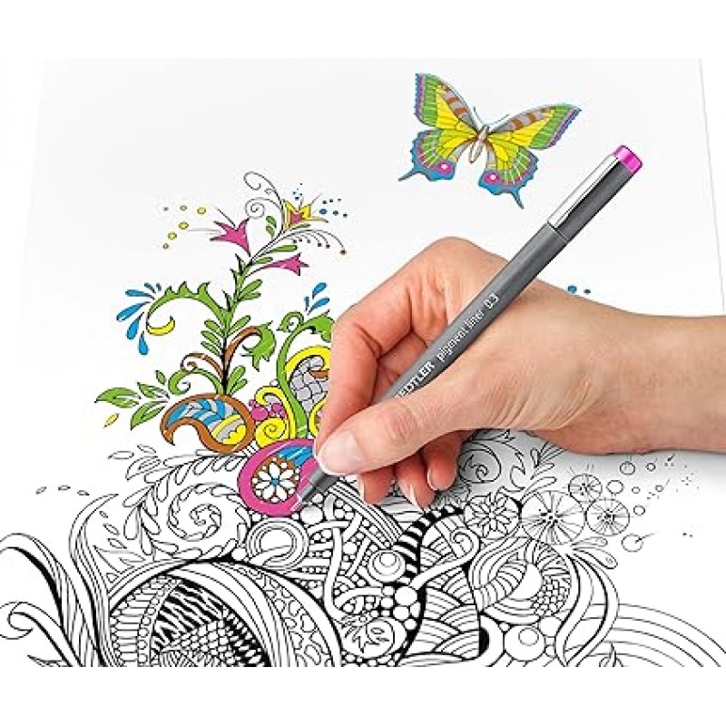 Staedtler 30805-SSB6 수성 펜, 안료 라이너, 선 쓰기 펜, 0.02인치(0.5mm), 6색