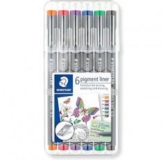 Staedtler 30805-SSB6 수성 펜, 안료 라이너, 선 쓰기 펜, 0.02인치(0.5mm), 6색
