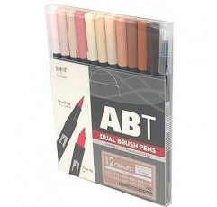 Tombow AB-T12CPO 브러시 펜, 듀얼 브러시 펜, ABT, 12색 세트, 세로