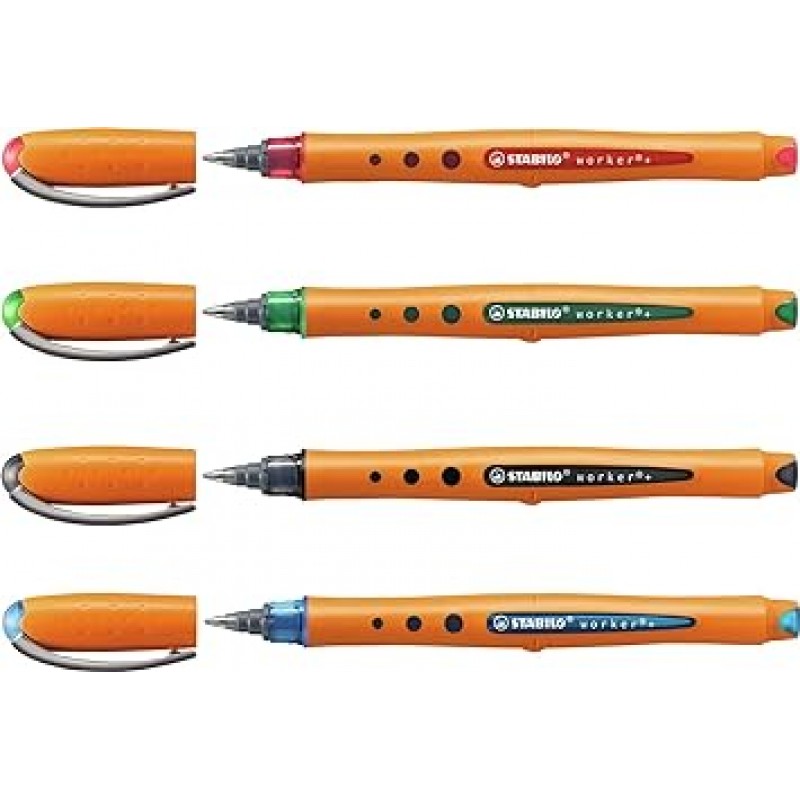 Stabilo 2018S-4-001 수성 볼펜, Bionic Worker 0.02인치(0.5mm), 4색