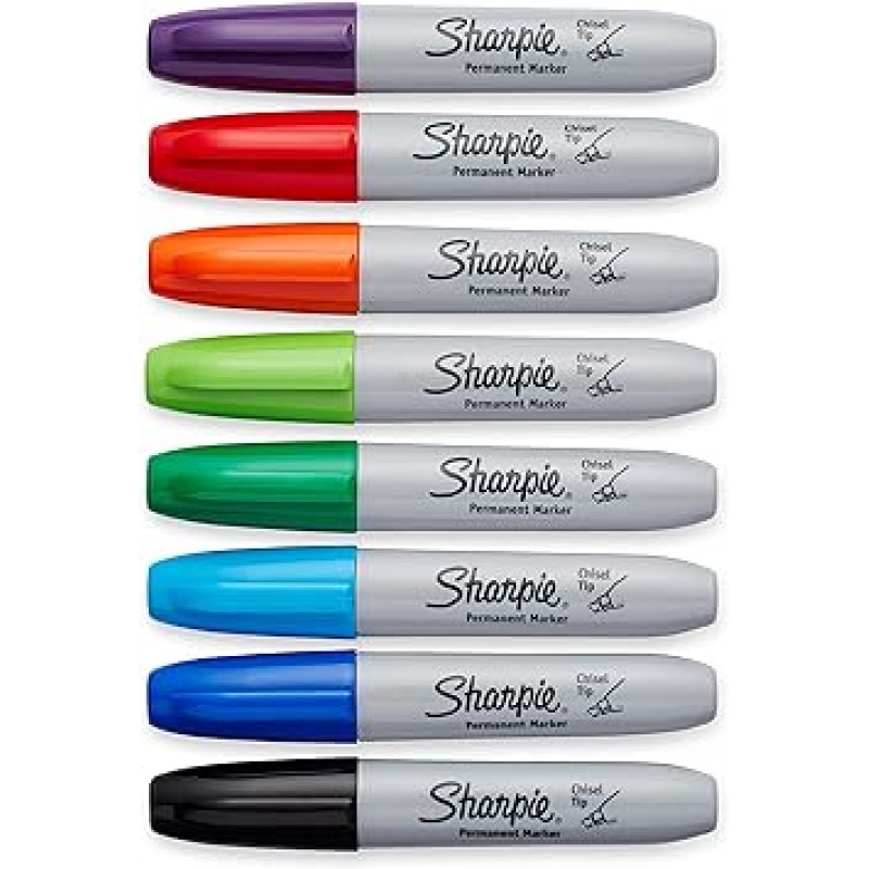 Sharpie Square Core, Set of 8, Permanent Markers, Color Pen Set, Art, Illustration, Coloring, Drawing, Sketching, Decoration, School 입구, 준비, 카드, 이름 쓰기, 플라스틱 보드, Sharpie Sign Pen