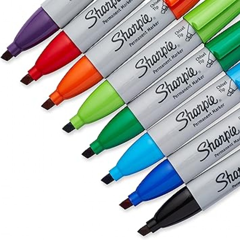 Sharpie Square Core, Set of 8, Permanent Markers, Color Pen Set, Art, Illustration, Coloring, Drawing, Sketching, Decoration, School 입구, 준비, 카드, 이름 쓰기, 플라스틱 보드, Sharpie Sign Pen