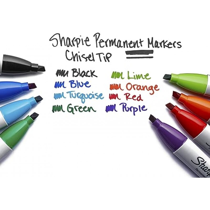 Sharpie Square Core, Set of 8, Permanent Markers, Color Pen Set, Art, Illustration, Coloring, Drawing, Sketching, Decoration, School 입구, 준비, 카드, 이름 쓰기, 플라스틱 보드, Sharpie Sign Pen