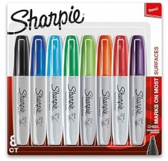 Sharpie Square Core, Set of 8, Permanent Markers, Color Pen Set, Art, Illustration, Coloring, Drawing, Sketching, Decoration, School 입구, 준비, 카드, 이름 쓰기, 플라스틱 보드, Sharpie Sign Pen