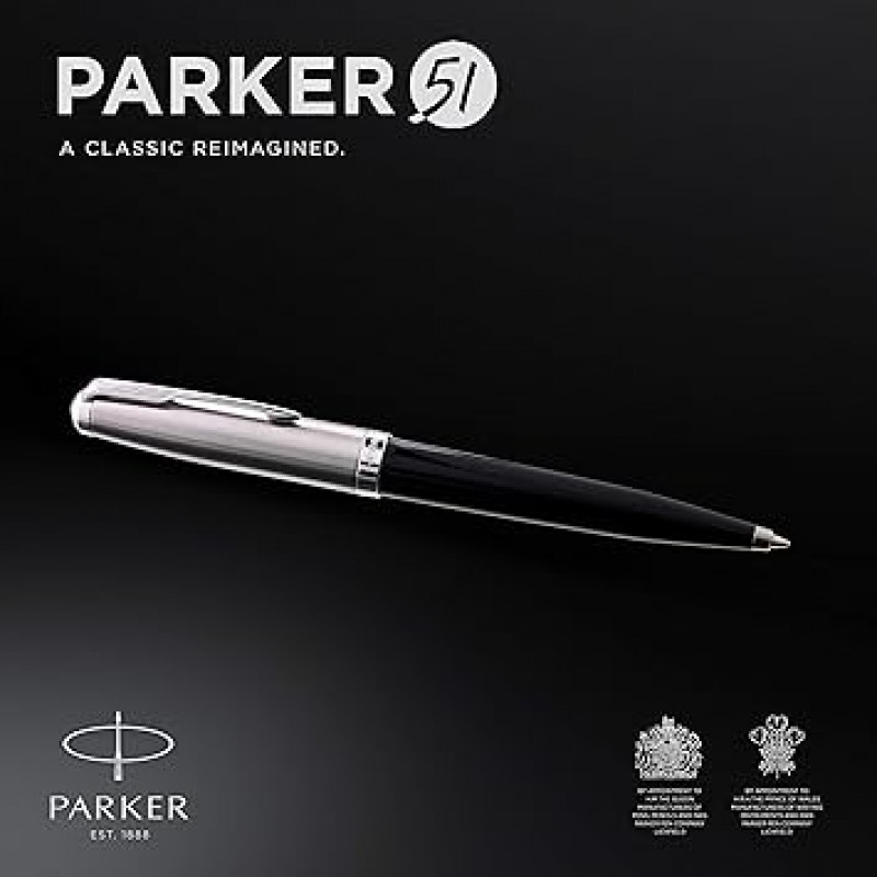 Parker 2123495Z 공식 Parker 51 Ballpoint Pen, Medium Point, Premium Brand, Gift, Black CT, Palladium Finish, 정품 수입품