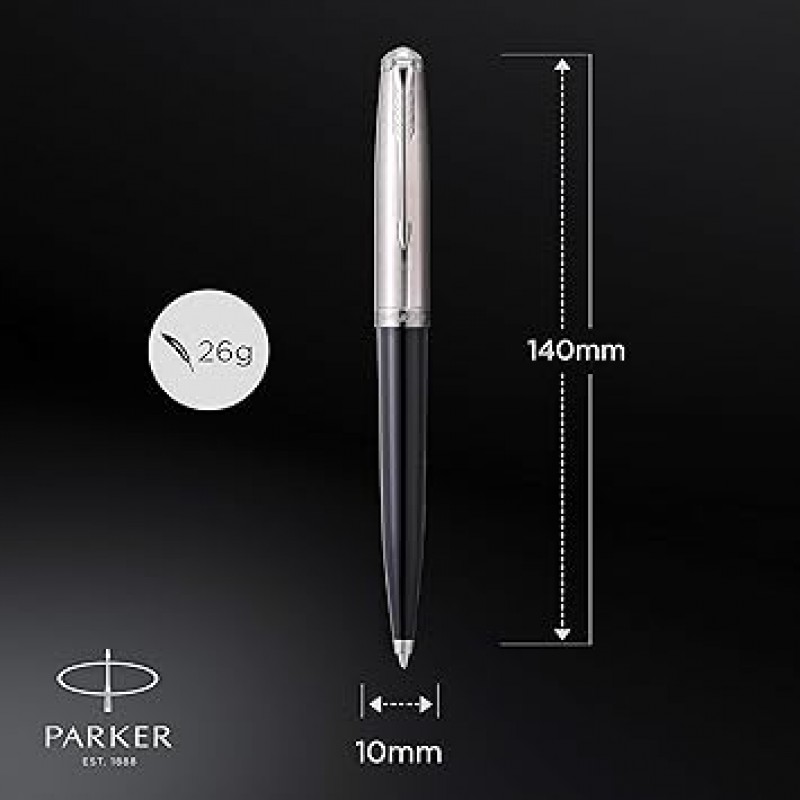 Parker 2123495Z 공식 Parker 51 Ballpoint Pen, Medium Point, Premium Brand, Gift, Black CT, Palladium Finish, 정품 수입품