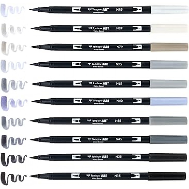 Tombow 그레이 스케일 듀얼 브러시 펜, 멀티 – 색상 by Tombow