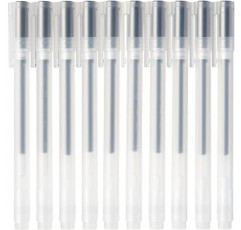 MUJI 44564738 젤 잉크 볼펜, 캡 타입, 10개 세트, 0.01인치(0.38mm), 블랙