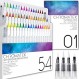 Chromatek 54색 워터 컬러 펜 및 15페이지 패드 리얼 브러시 펜 4가지 블렌딩 브러시 블렌딩하기 쉬운 생동감 있고 부드러운 50가지 독특한 색상 전문 미술 용품