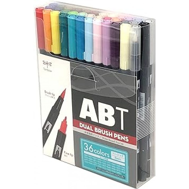 Tombow 연필 브러시 펜 듀얼 브러시 펜 ABT 36 색 세트 기본 AB-T36CBA