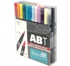 Tombow 연필 브러시 펜 듀얼 브러시 펜 ABT 36 색 세트 기본 AB-T36CBA