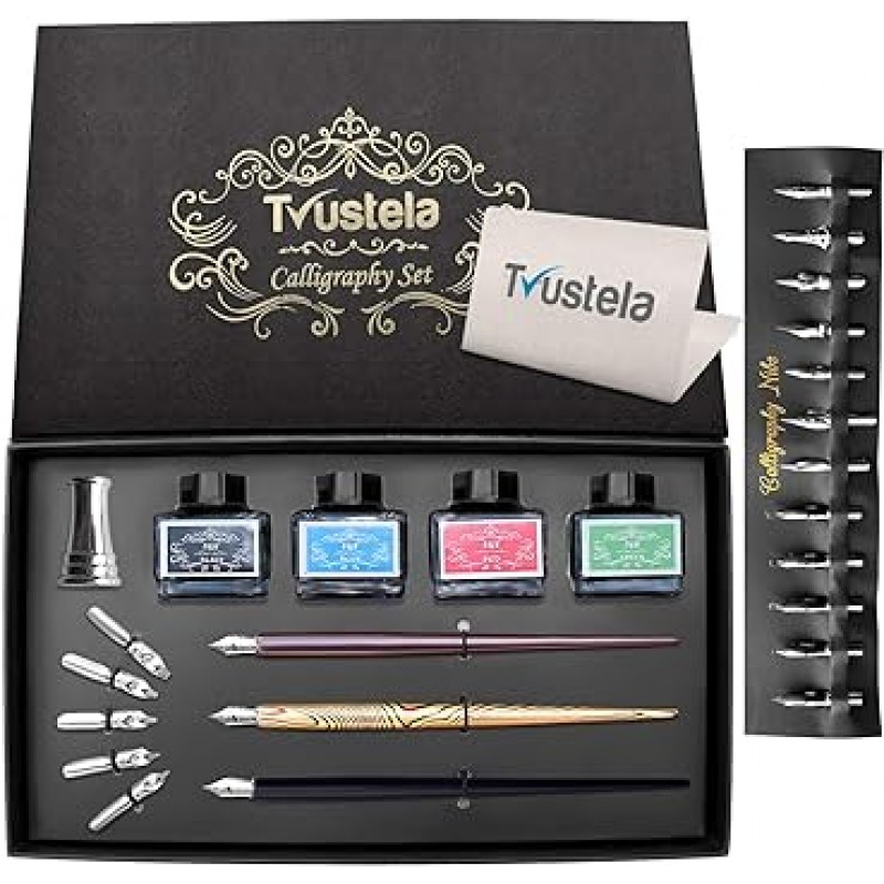 Trustela 서예 세트 초보자 용 서예 펜 3 개 잉크 병 15ml 4 개 서예 펜촉 20 개 서예 펜 홀더 1 개 딥 펜 세트 남성 · 여성 · 어린이 용 초보자 용 서예 키트