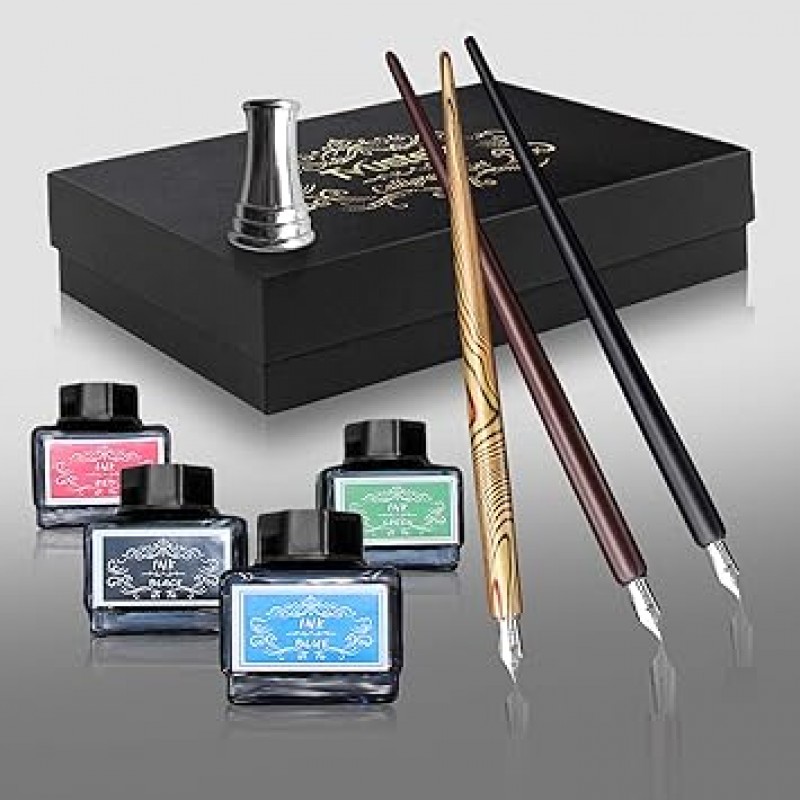 Trustela 서예 세트 초보자 용 서예 펜 3 개 잉크 병 15ml 4 개 서예 펜촉 20 개 서예 펜 홀더 1 개 딥 펜 세트 남성 · 여성 · 어린이 용 초보자 용 서예 키트
