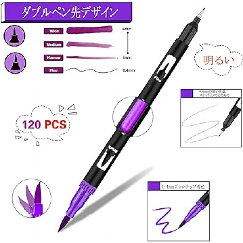 씨씨푸드 컬러펜세트, 120색 수채화색붓펜, 수채화붓펜, 일러스트마커, 볼드포인트, 파인포인트, 펜촉 2종, 일러스트펜, 마커펜, 수성, 바이브런트, 노트, 일러스트, 페인팅, 드로잉세트 , 예술, 생일, 선물, 축하