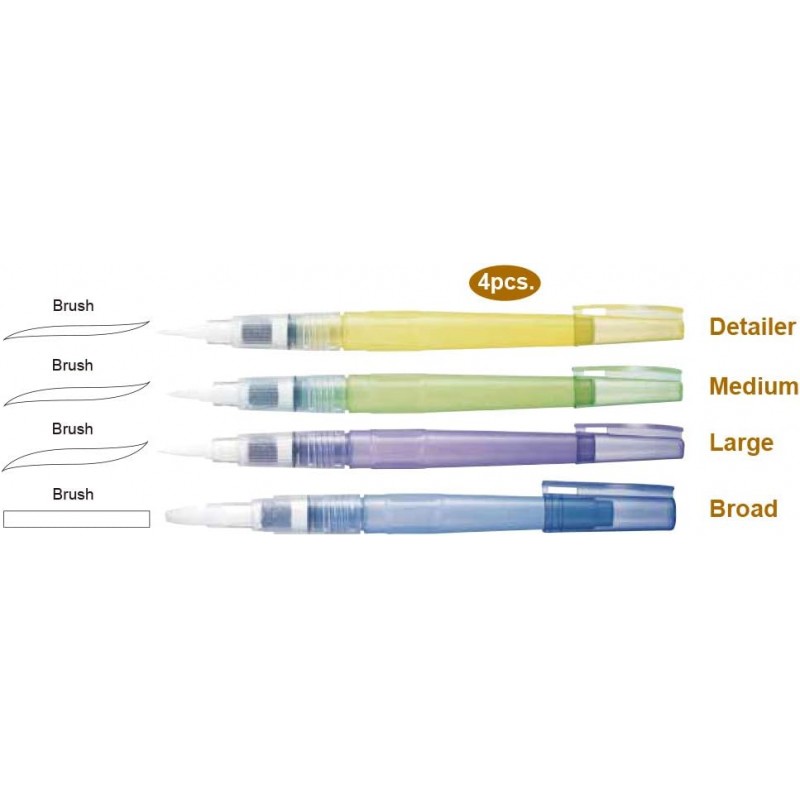 오타케 수필펜 4개 세트 수채화 파인 아트 일러스트 레터링 도공 초보자 (4 사이즈 세트)