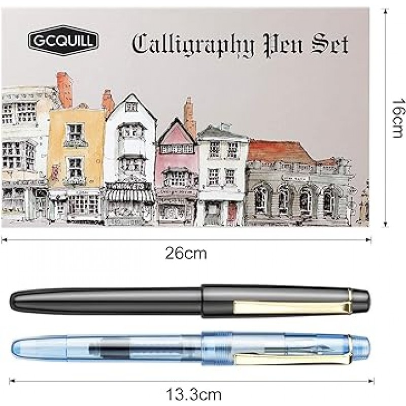 GCQUILL 붓글씨 세트 만년필 7개의 다른 크기의 펜촉 36개의 어소트 잉크 카트리지 키트 붓글씨 레터링용 - 초보자를 위한 완전한 간단한 학습 세트 F736