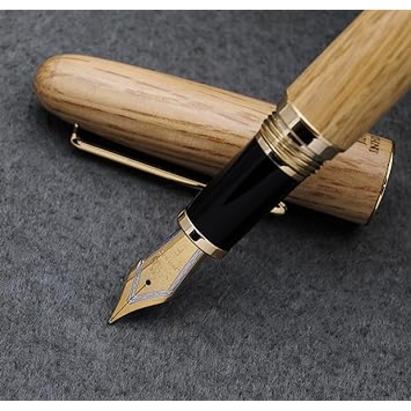 JINHAO 9036 천연 나무 만년필 수제 잉크 펜 (세자 0.5 mm 오크 우드)
