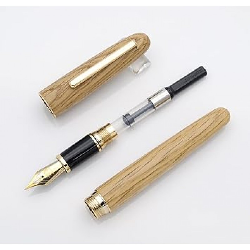 JINHAO 9036 천연 나무 만년필 수제 잉크 펜 (세자 0.5 mm 오크 우드)