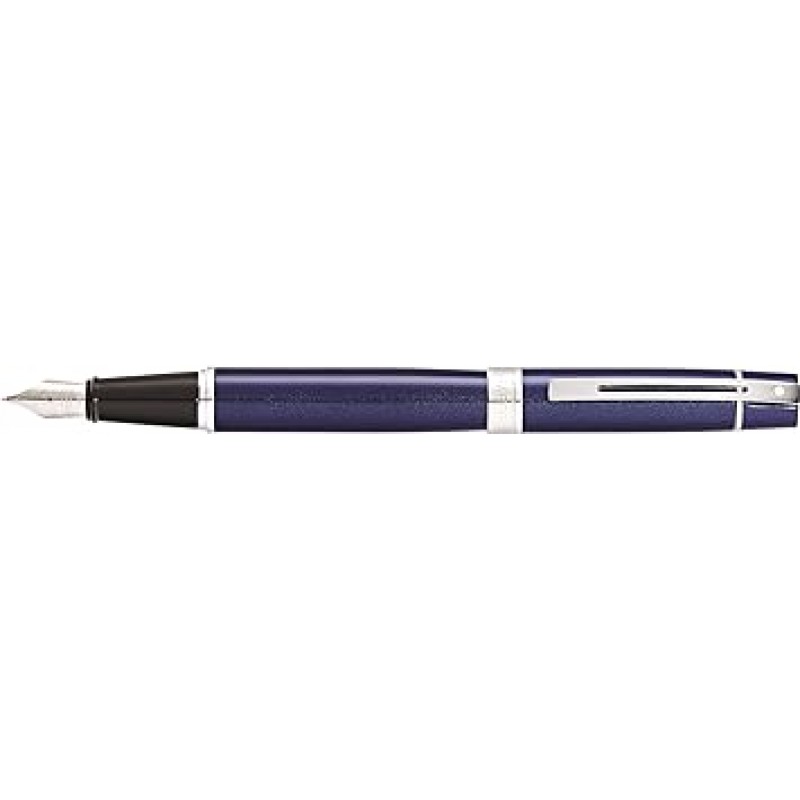 Sheaffer 300 광택 블루 래커 만년필 크롬 도금의 트림과 세자 펜 끝 첨부