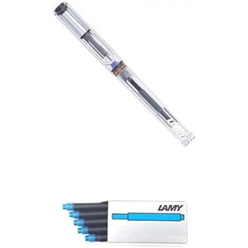 LAMY LT10TQ LAMY 만년필, EF 펜촉, 사파리 스켈레톤, 이중 사용, 컨버터 별매, 정품 수입 + LAMY 라미 카트리지 잉크, 터키석