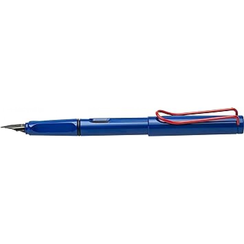 LAMY L14R-EF 만년필, EF 파인 포인트, 사파리, 블루 레드 클립, 이중 사용, 한정판