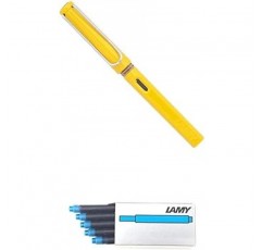 LAMY LT10TQ LAMY 만년필, EF(Extra Fine Point), 사파리 옐로우, 겸용타입, 컨버터 별매품, 정품 수입상품 + LAMY 라미 카트리지 잉크, 터콰이즈