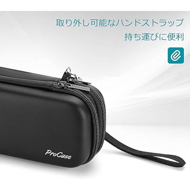 ProCase 펜 케이스, EVA 하드 쉘 필통 이중 레이어 대용량 문구류 학생용 파우치 및 손목이 있는 사무용품 - 블랙, 블랙, 백팩