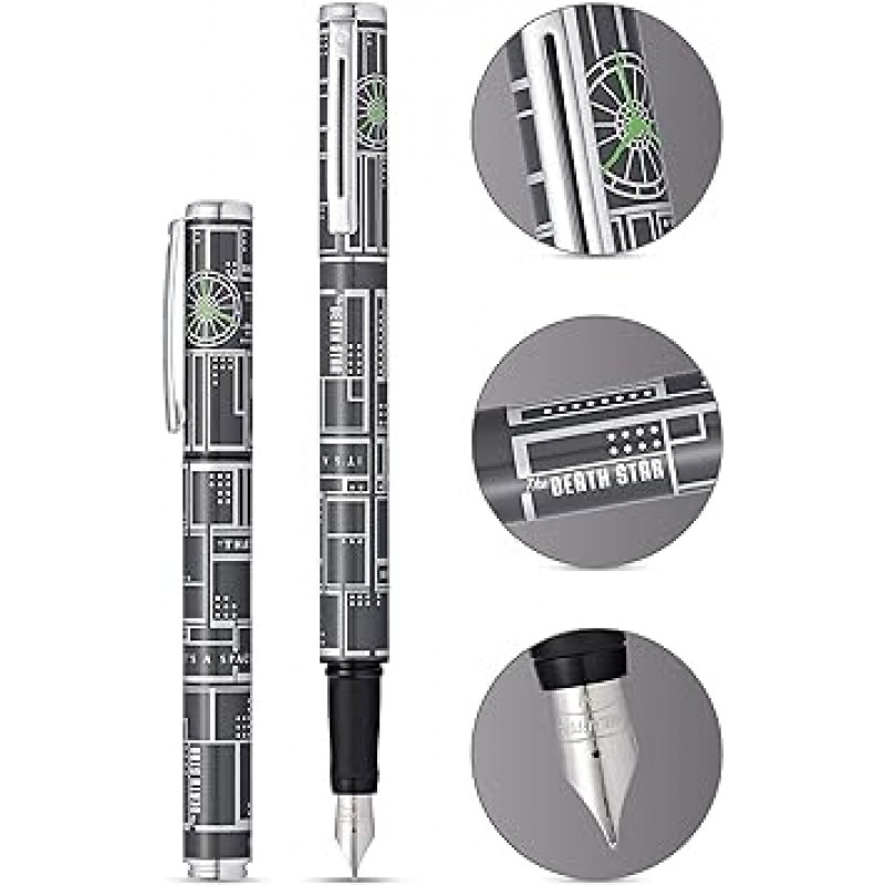 Sheaffer 팝 스타워즈 데스 스타 만년필, 크롬 트림, 미디엄 펜촉