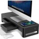 Meatanty Drawer 모니터 스탠드, PC 모니터 스탠드, 컴퓨터 스탠드, 디스플레이 스탠드, USB 3.0/2.0 데이터 전송, 데스크 스탠드, 스틸, 충전 버전, 너비 54cm(21.3인치)