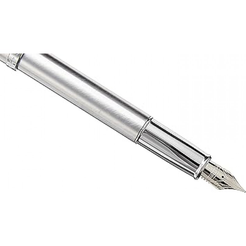 Sheaffer 100 크롬 트림 및 파인 포인트가 있는 브러시드 크롬 만년필