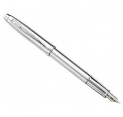 Sheaffer 100 크롬 트림 및 파인 포인트가 있는 브러시드 크롬 만년필