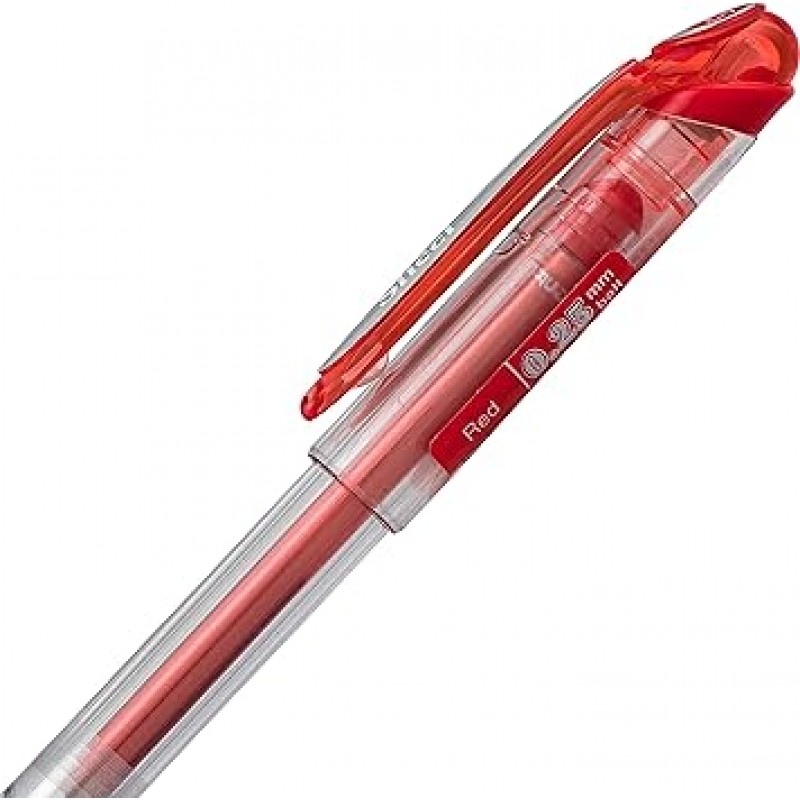 Pentel Arts Slicci 0.25mm 엑스트라 파인 포인트 젤 펜, 빨간색 잉크, 12개들이 상자(BG202-B), 12팩